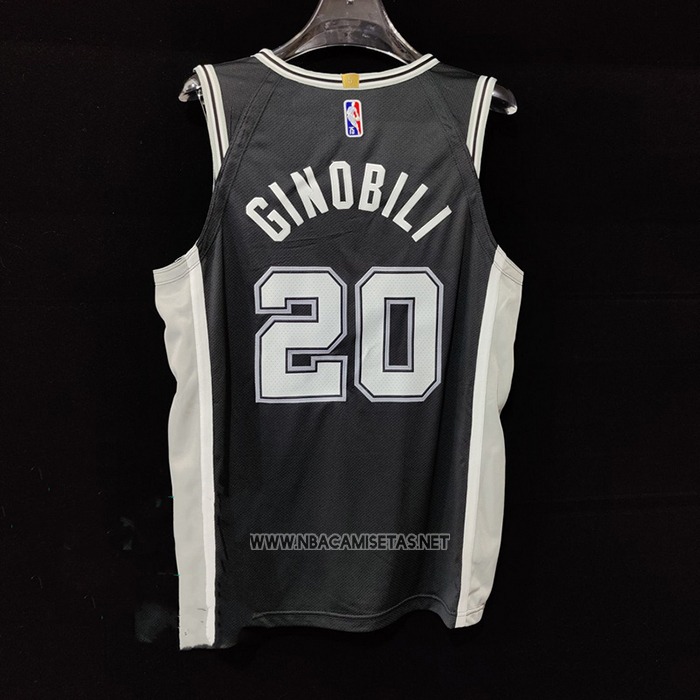 Camiseta San Antonio Spurs Manu Ginobili NO 20 Icon Autentico Negro